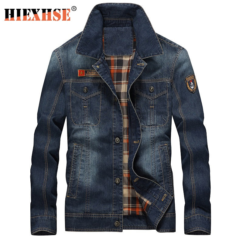 Spring Mens Denim Jacket Trendy Fashion Ripped Denim Jacket Mens Jean Jackets Male Bomber Windbreaker Cowboy Coats 4XL