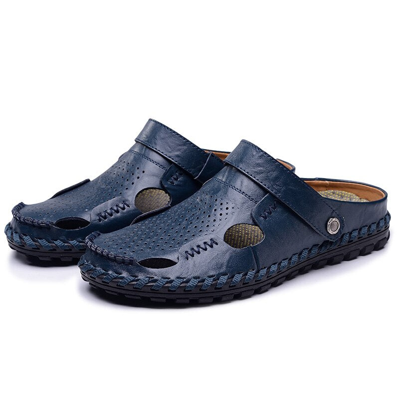 Men Summer Sandals Genuine Leather Beach Trekking High Quality Hombre Fashion Comfortable Outdoor Beach Rome Slippers Size38-44
