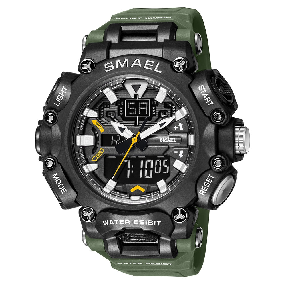 SMAEL Youth Fashion LED Digital Watch Men Alarm Shockproof Dual Wristwatches Chrono Waterproof Big Clock Mens Watches Cool Hour