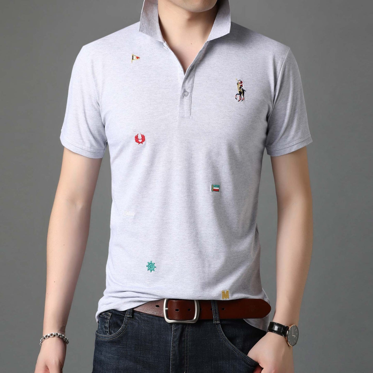 Polo Shirt Men New Summer Brand Turn Down Collar Top Quality Designer Short Sleeve Casual Tops Fashions Man Clothing 2022