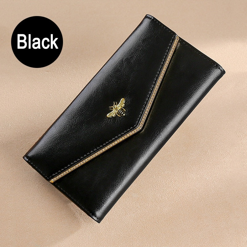 Fashion Genuine Leather Women Rfid Long Purse Female Clutches Money Wallets Handbag Cell Phone Card Holder