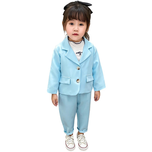 Baby Girl Suit Set Solid Color Girls Clothing Jacekt + Pants Girls Clothing Sets Spring Autumn Kids Suit Set