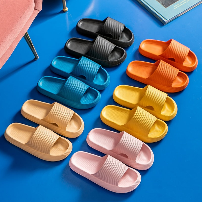 Women Thick Platform Cloud Slippers Summer Beach Eva Soft Sole Slide Sandals Leisure Men Ladies Indoor Bathroom Anti-slip Shoes