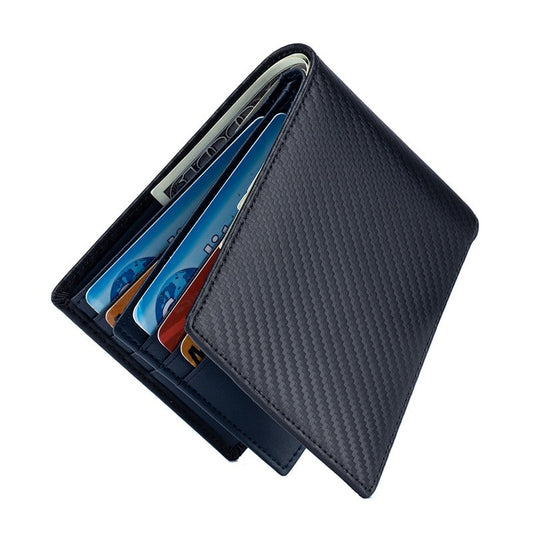 Japan Style Men's Wallet Genuine Leather Driver License Carbon Fiber Short Wallet Microfiber Slim Bank Credit Card Holder
