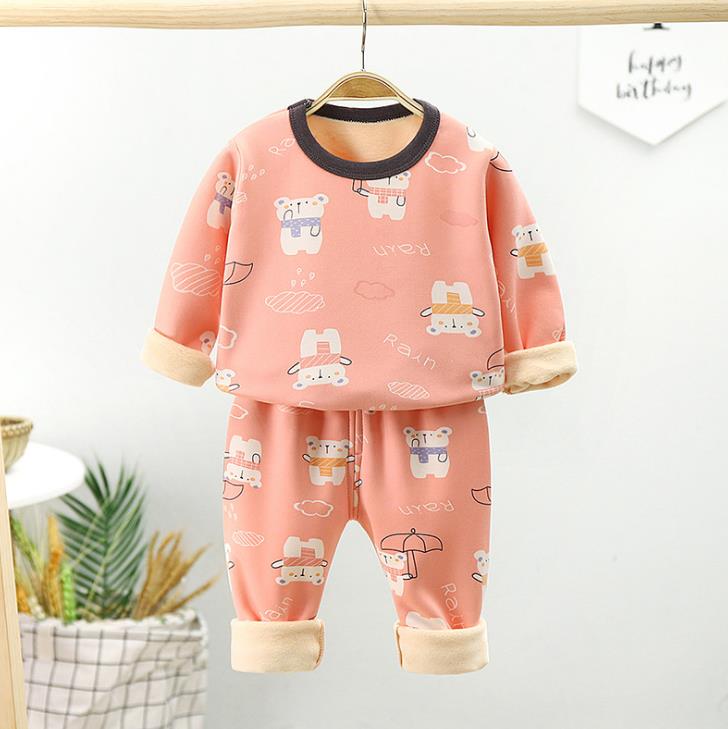 Children Pyjamas Winter Kids Clothing Sets Warm Fleece Pajamas For Boys Thicken Dinosaur Girls Sleepwear Baby Thermal Underwear