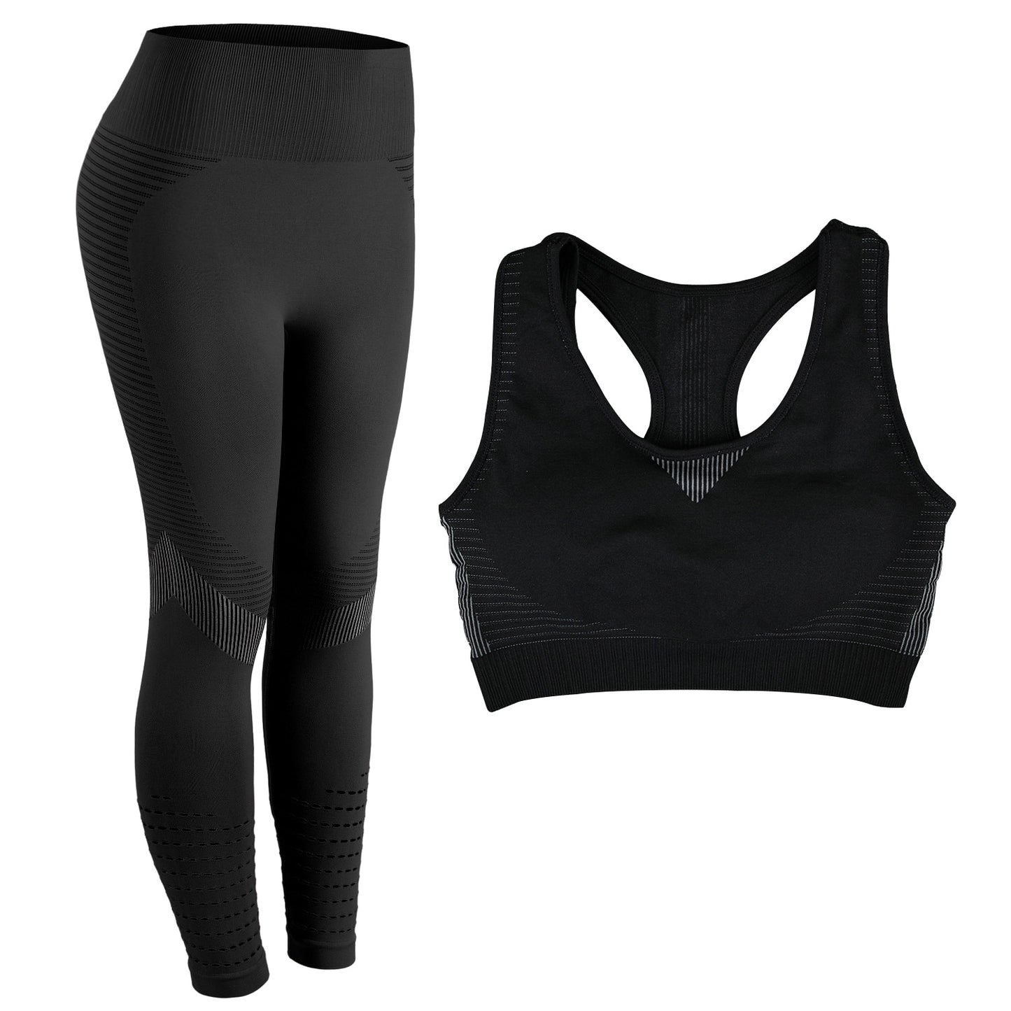 NORMOV  High Elasticity Sports Set Women Gym High Waist Fitness Workout Leggings Seamless Sports Suit Sportswear Activewear Suit