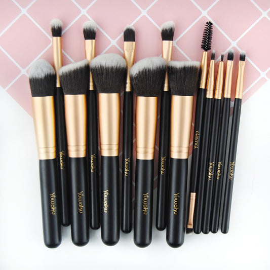 14 pcs Rose Golden Makeup Brushes Foundation Powder Lip Eyebrow Brush Cosmetic Tool Beauty Brush Wooden Handle Make up Brush