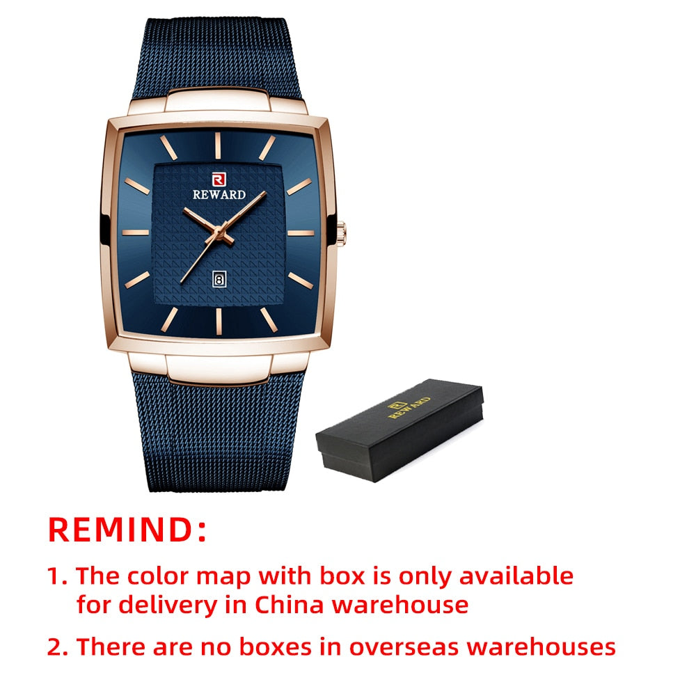 REWARD Fashion Blue Men&#39;s Watches 2022 New Top Luxury Brand Watch Men Business Waterproof Stainless Steel Quartz Wristwatch