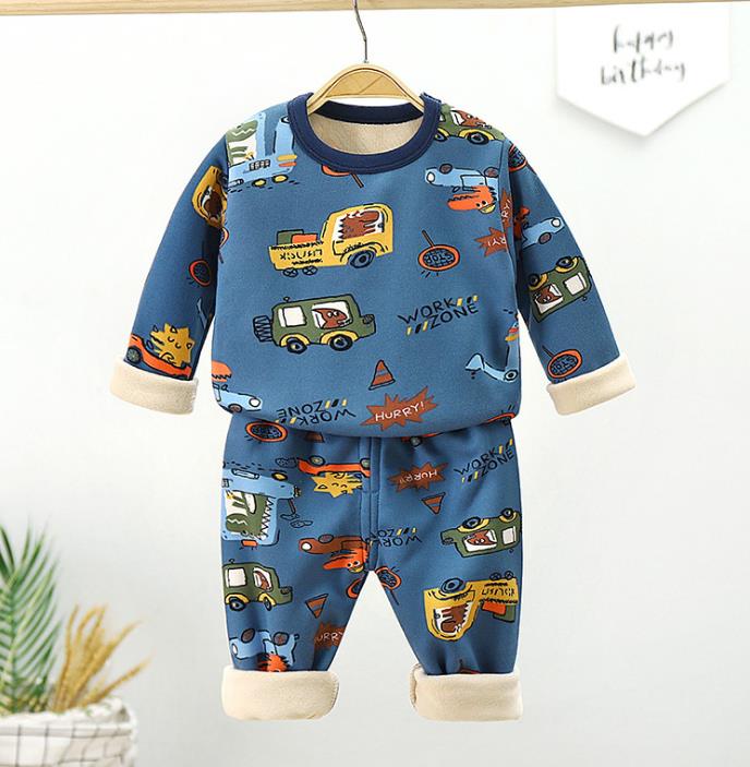 Children Pyjamas Winter Kids Clothing Sets Warm Fleece Pajamas For Boys Thicken Dinosaur Girls Sleepwear Baby Thermal Underwear