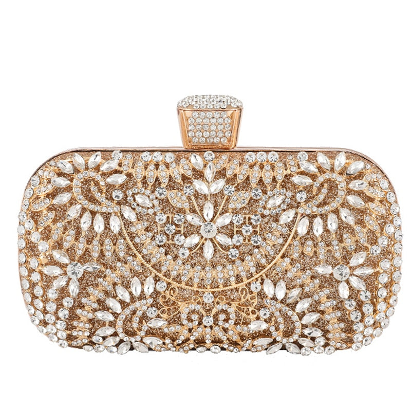 Hollow Diamond Evening Clutch Bag For Women Wedding Clutch Purse Chain Shoulder Bag Small Party Handbag With Metal Handle