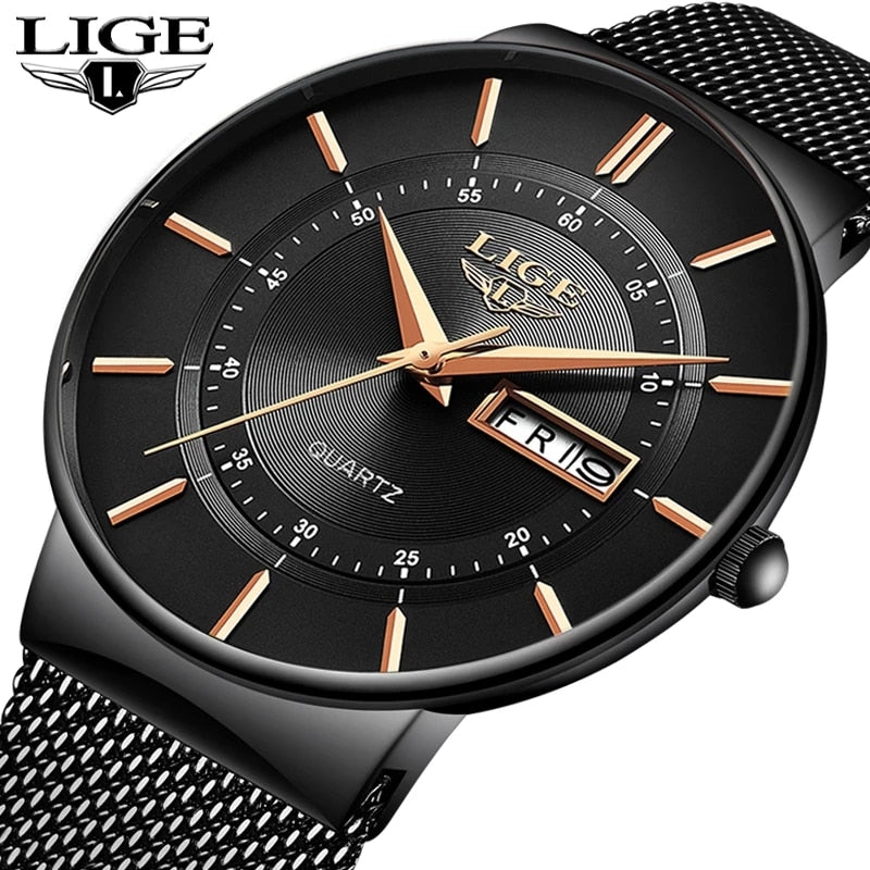 Women Watches LIGE Top Brand Luxury Ultra Thin Bracelet Wrist Watch Female Mesh Strap Waterproof Quartz Clock Relogio Femininos