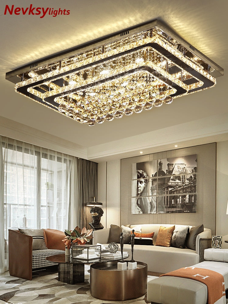 Luxury silver ceiling lamp living room modern crystal ceiling lights bedroom led Ceiling Lamps dining crystal Fixtures kitchen