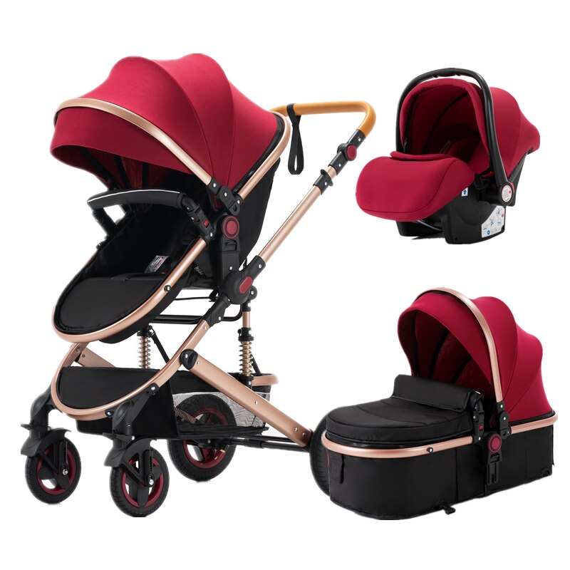 3 in 1 Baby Stroller with Car Seat Luxurious Environmentally Materials Four-wheel Shock Absorption Freeshipping 7-day Delivery