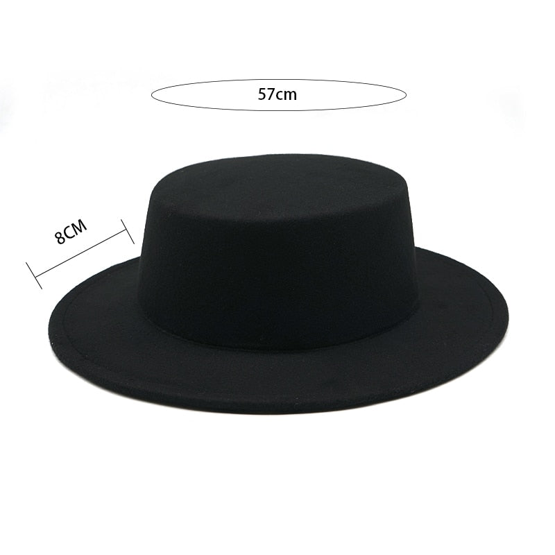 New Fashion 8CM Big side adult Vintage Wide Brim Felt Bowler Hats Floppy Cloche Fedora Cap Hat Band Bowler Elegant female hat