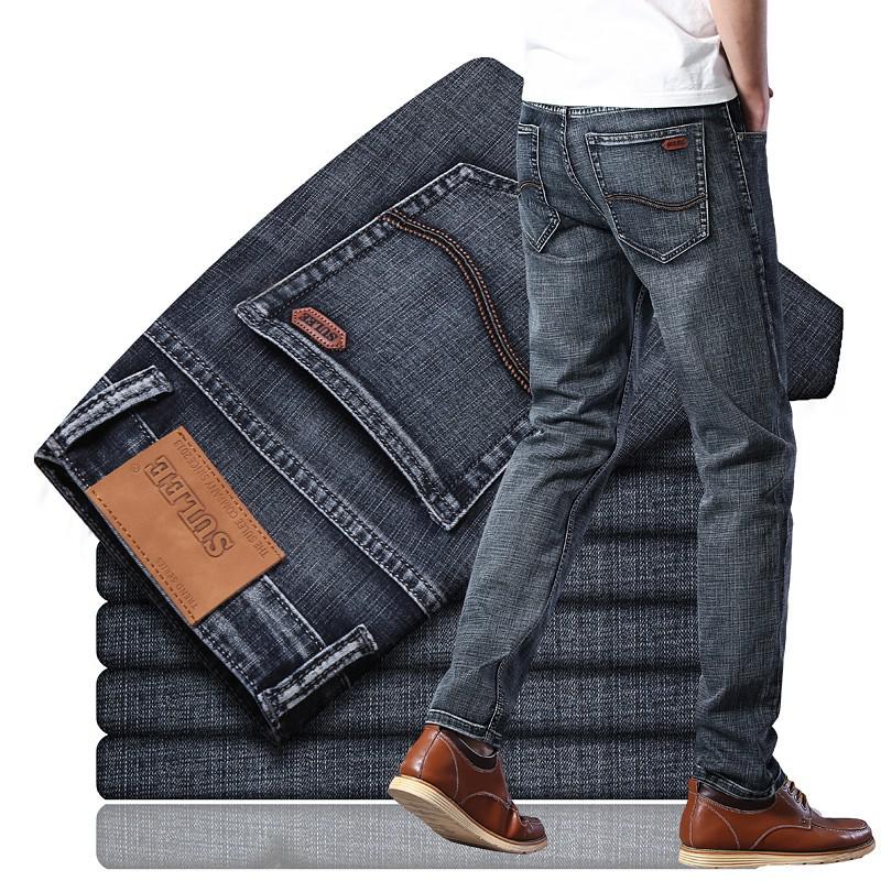 2021 New Sulee Top Brand Business Jeans Stretch Slim Denim Pants Men&#39;s Casual Full Casual  Jeans