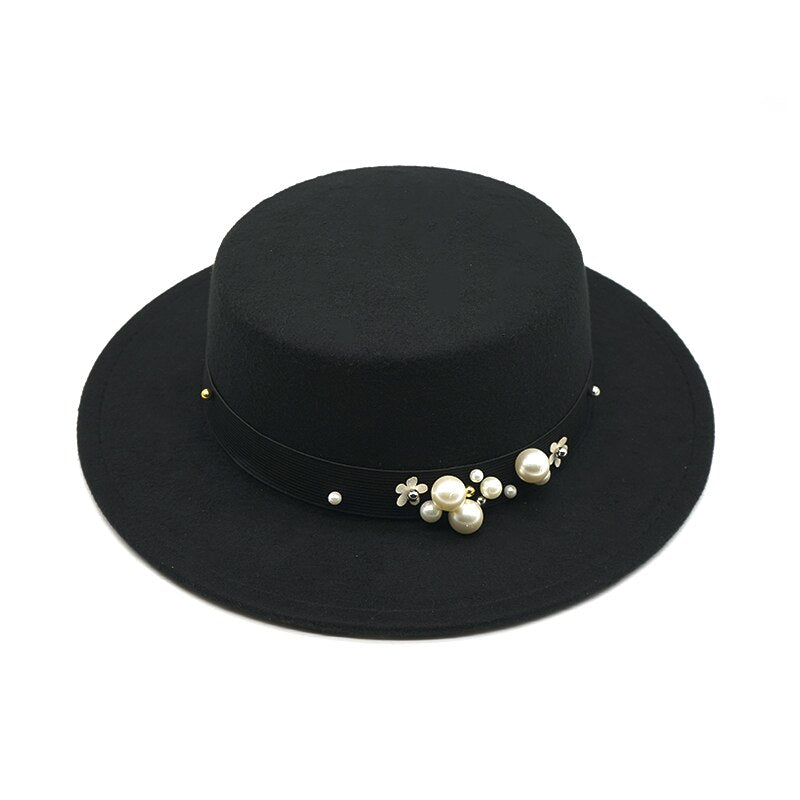 New Fashion 8CM Big side adult Vintage Wide Brim Felt Bowler Hats Floppy Cloche Fedora Cap Hat Band Bowler Elegant female hat