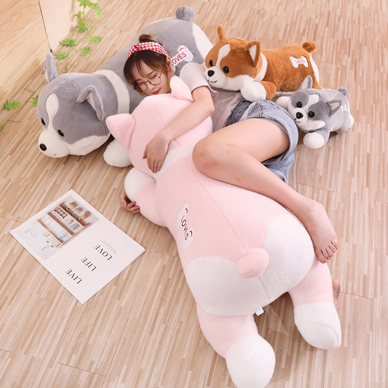 60/80/100cm Lovely Corgi Dog Plush Toy Stuffed Soft Animal Cartoon Pillow Gift for Kids Children