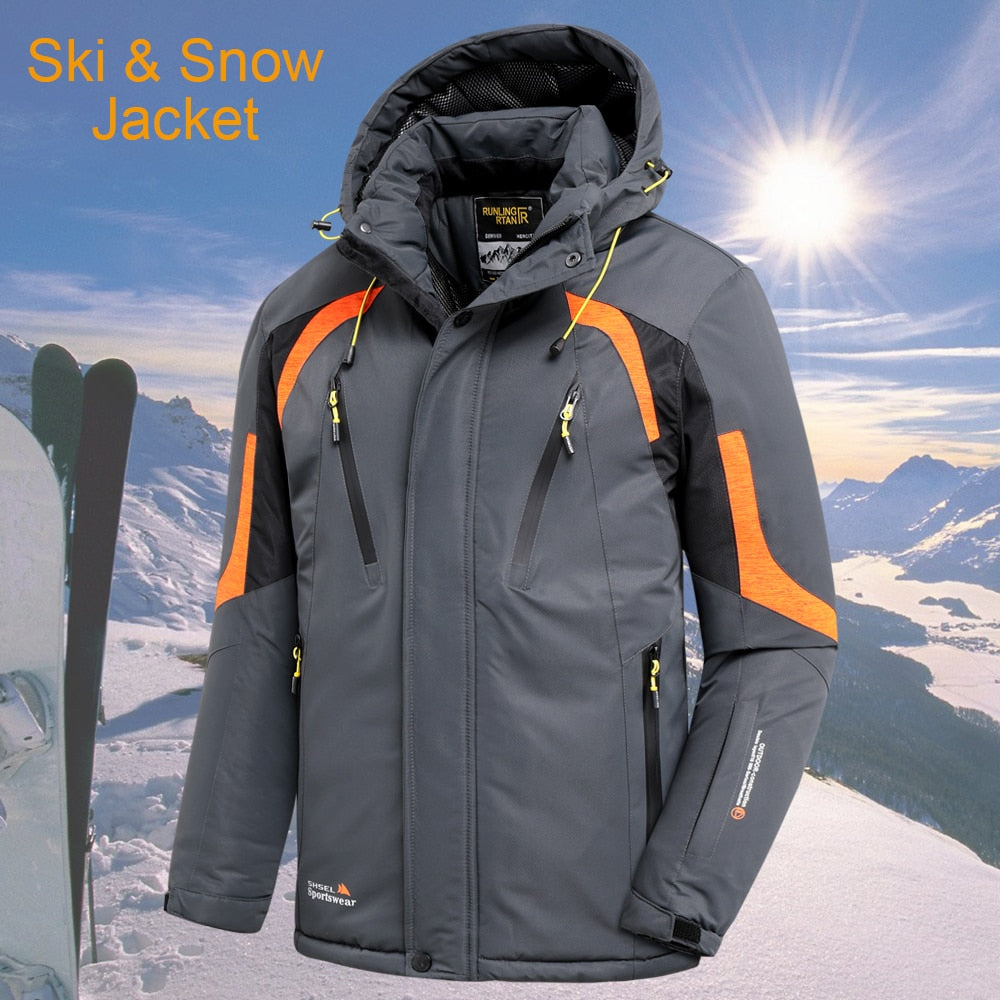 Men 2022 Winter New Outdoor Jet Ski Snow Warm Parkas Jacket Coat Men Outwear Brand Casual Hat Waterproof Thick Fleece Parka Men