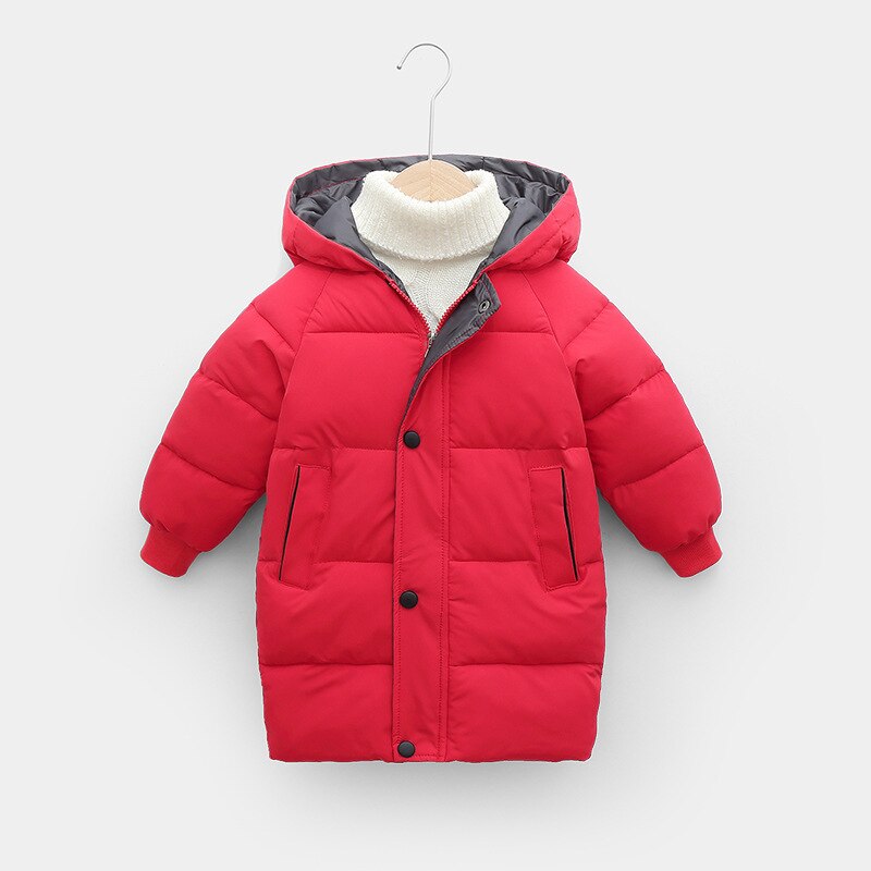 2-12Y Kids Down Long Outerwear Winter Clothes Teen Boys Girls Cotton-Padded Parka Coats Big Children Thicken Warm Cotton Jackets