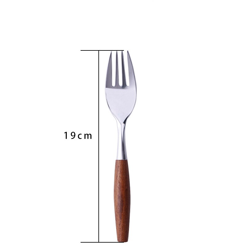 304 Stainless Steel Natural Teak Wooden Handle Dinnerware Set Steak Knife Fork Spoon Dessert Spoon Fork Cutlery Set Tableware