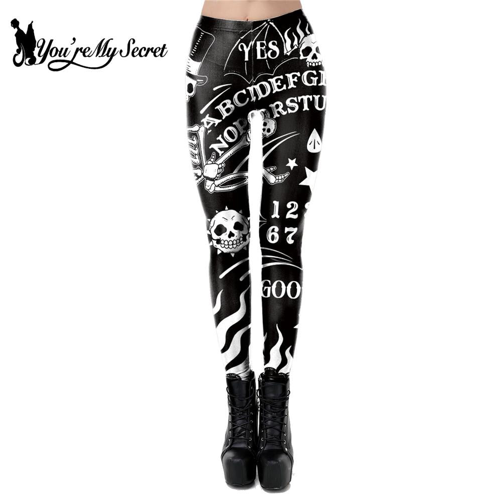 [You&#39;re My Secret] Ouija Board Leggings Women 3D Printed Trousers Satan Head Devil Leggins Fitness Workout Elastic Pants Legins