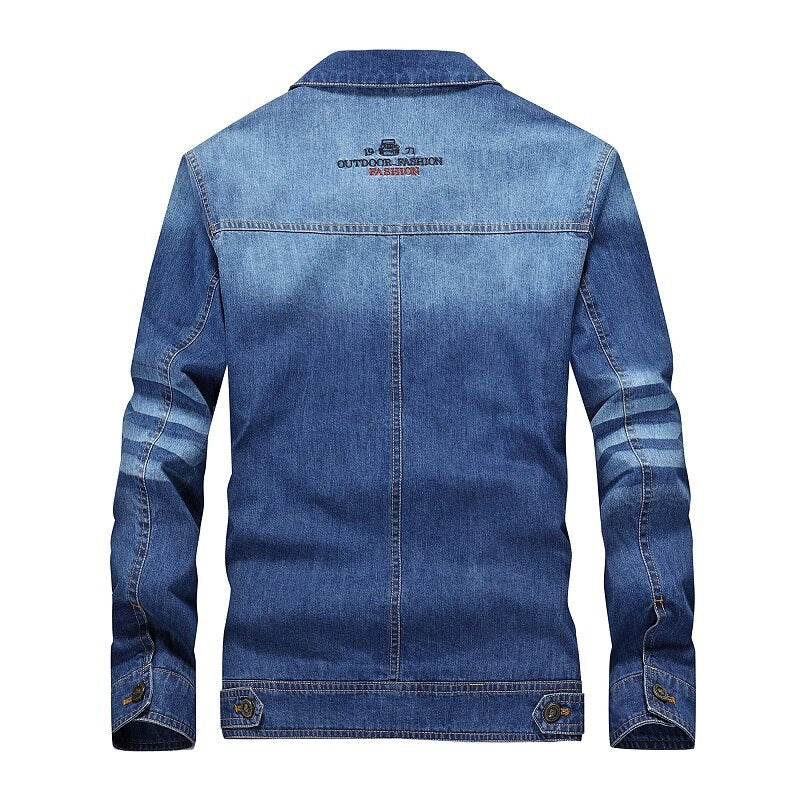 Spring Mens Denim Jacket Trendy Fashion Ripped Denim Jacket Mens Jean Jackets Male Bomber Windbreaker Cowboy Coats 4XL