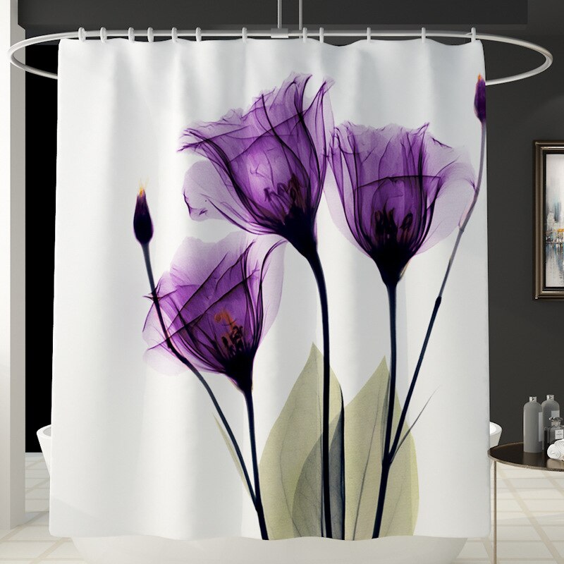 Floral Bath Mat and Shower Curtain Set Shower Curtain with Hooks Bath Rugs Anti Skid Bathroom Carpet Toilet Foot Pad Bath Mat