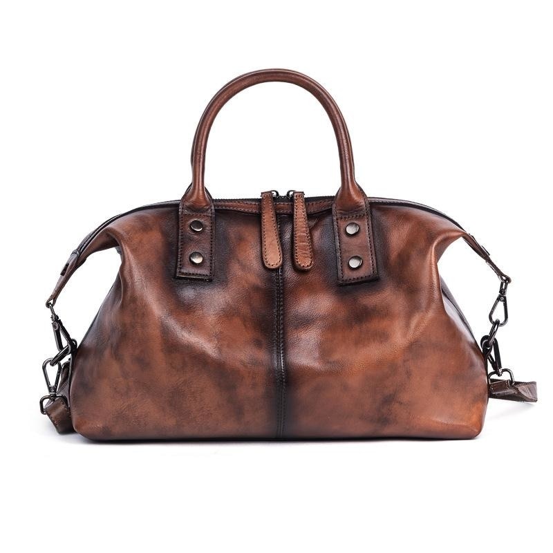 2022 New Hand Painted Women Handbag Luxury Genuine Cowhide Leather Dumpling Bag Large Capacity Vintage Top-handle Bag For Female