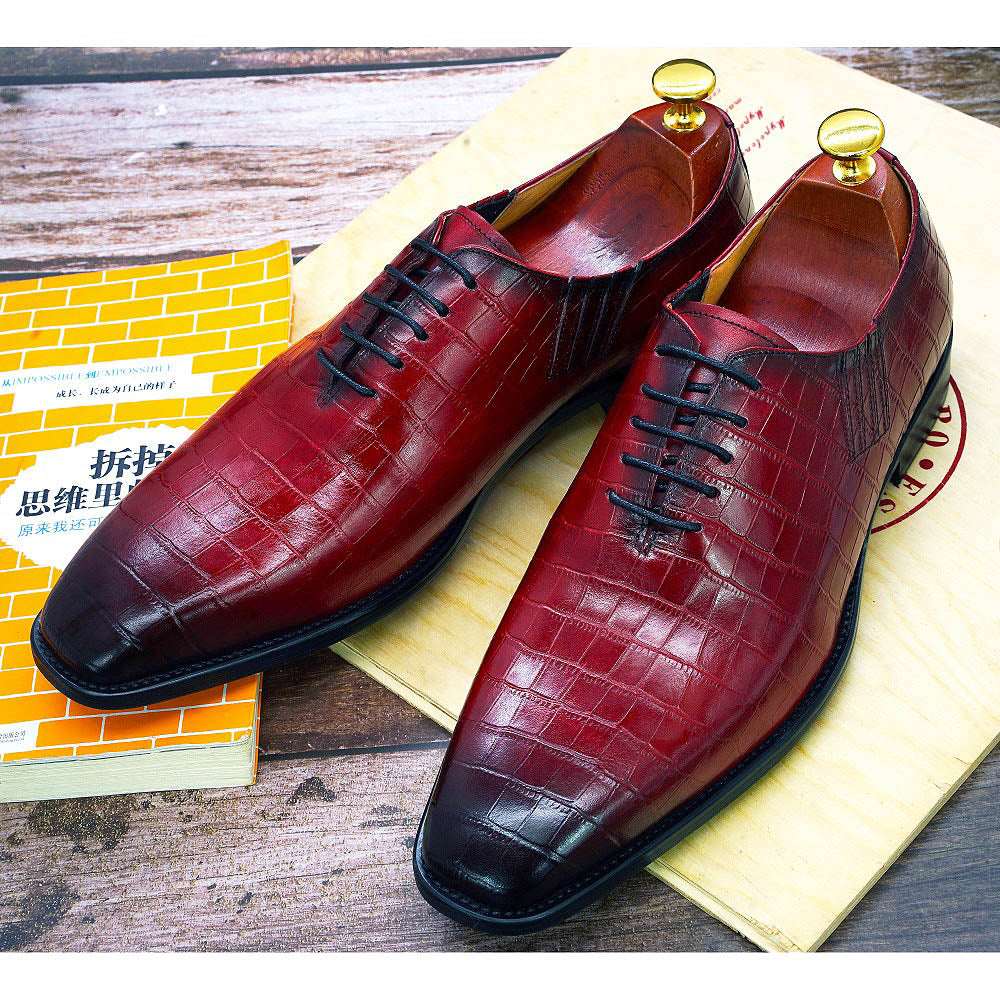Big Size 6-13 Handmade Mens Oxford Shoes Genuine Leather Crocodile Print Men&#39;s Dress Shoes Classic Business Formal Shoes for Men