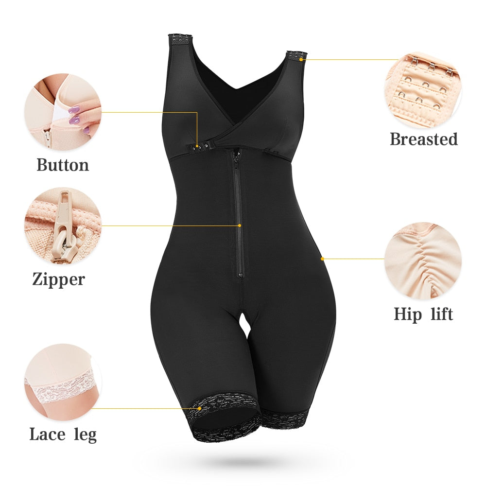 Slimming Bodysuit Corset Overbust Women Plus Size Full Body Shaper Body Lifter Shapewear Waist Trainer Trimmer Adjustable Strap