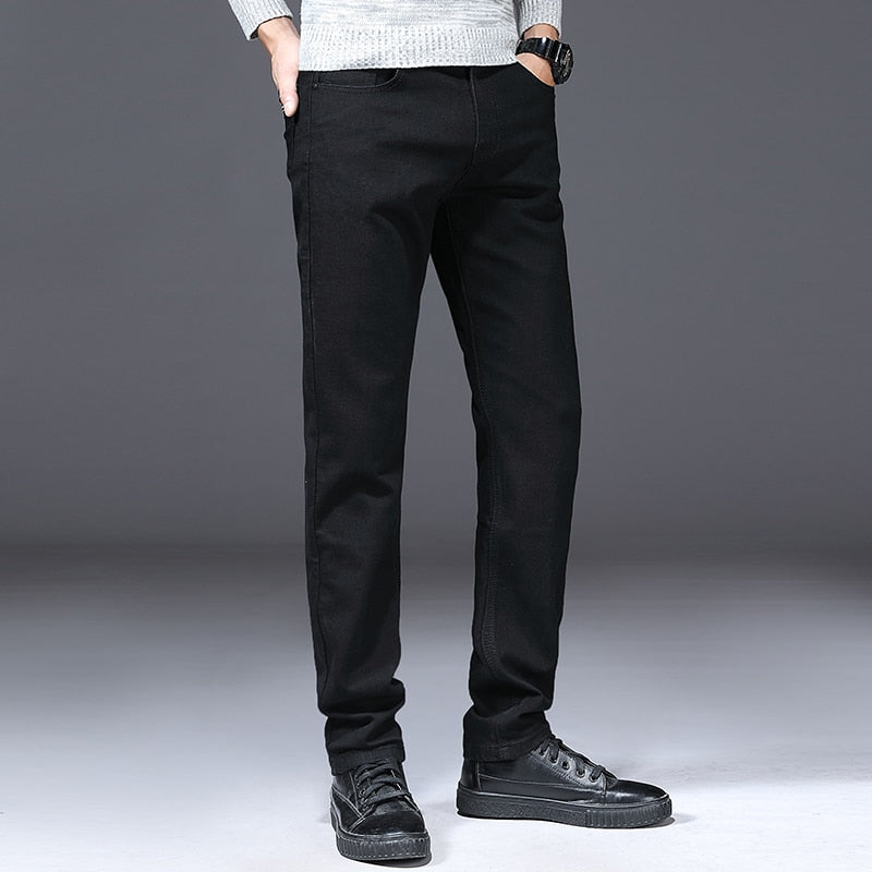 Classic Advanced Stretch Black Jeans 2020 New Style Business Fashion Denim Slim Fit Jean Trousers Male Brand Pants