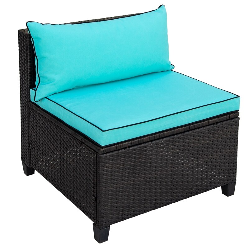 U-style Quality Rattan Wicker Patio Set, U-Shape Sectional  With Cushions And Accent Pillows Outdoor Furniture Set