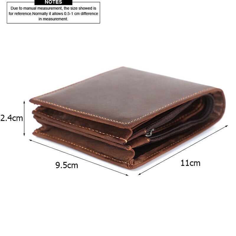 New RFID Protection Genuine Leather Wallet Men Short Coin Wallet Card Holder Purse Matte Leather Male Wallet Zipper Pocket