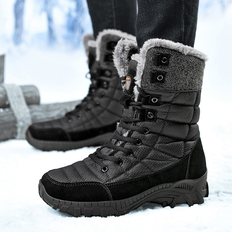 Men Winter Snow Boots Super Warm Men Hiking Boots High Quality Waterproof Leather High Top Big Size Men&#39;s Boots Outdoor Sneakers