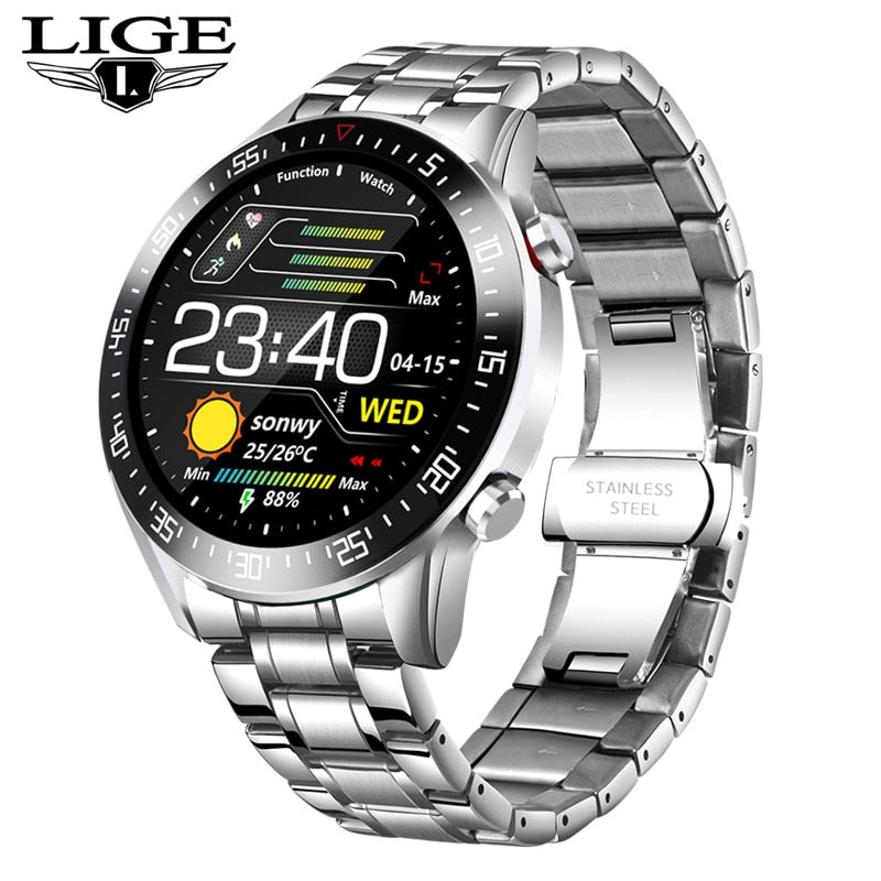 LIGE New 2021 Smart Watch Men Heart Rate Blood Pressure Information Reminder Sport Waterproof Smart Watch for Android IOS Phone