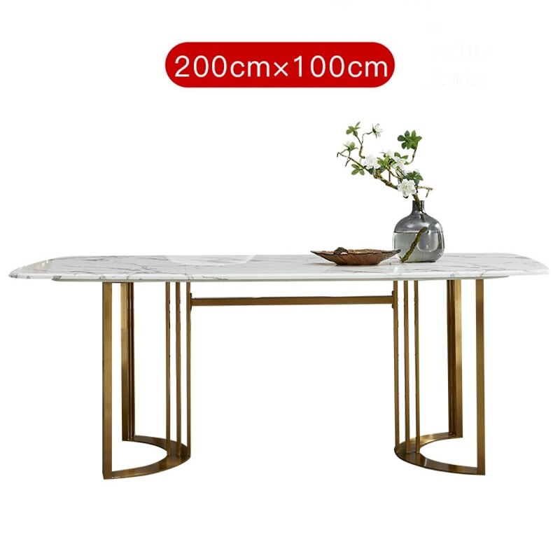 Luxury Modern Home Furniture Stainless Steel Faux Marble Top Room Dining Table