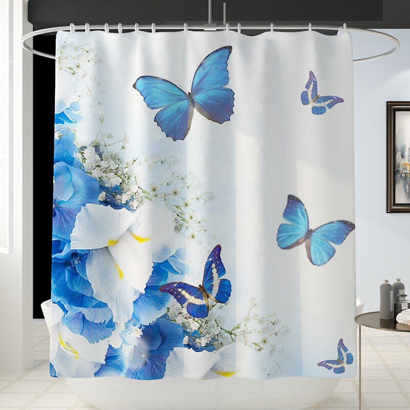 Floral Bath Mat and Shower Curtain Set Shower Curtain with Hooks Bath Rugs Anti Skid Bathroom Carpet Toilet Foot Pad Bath Mat