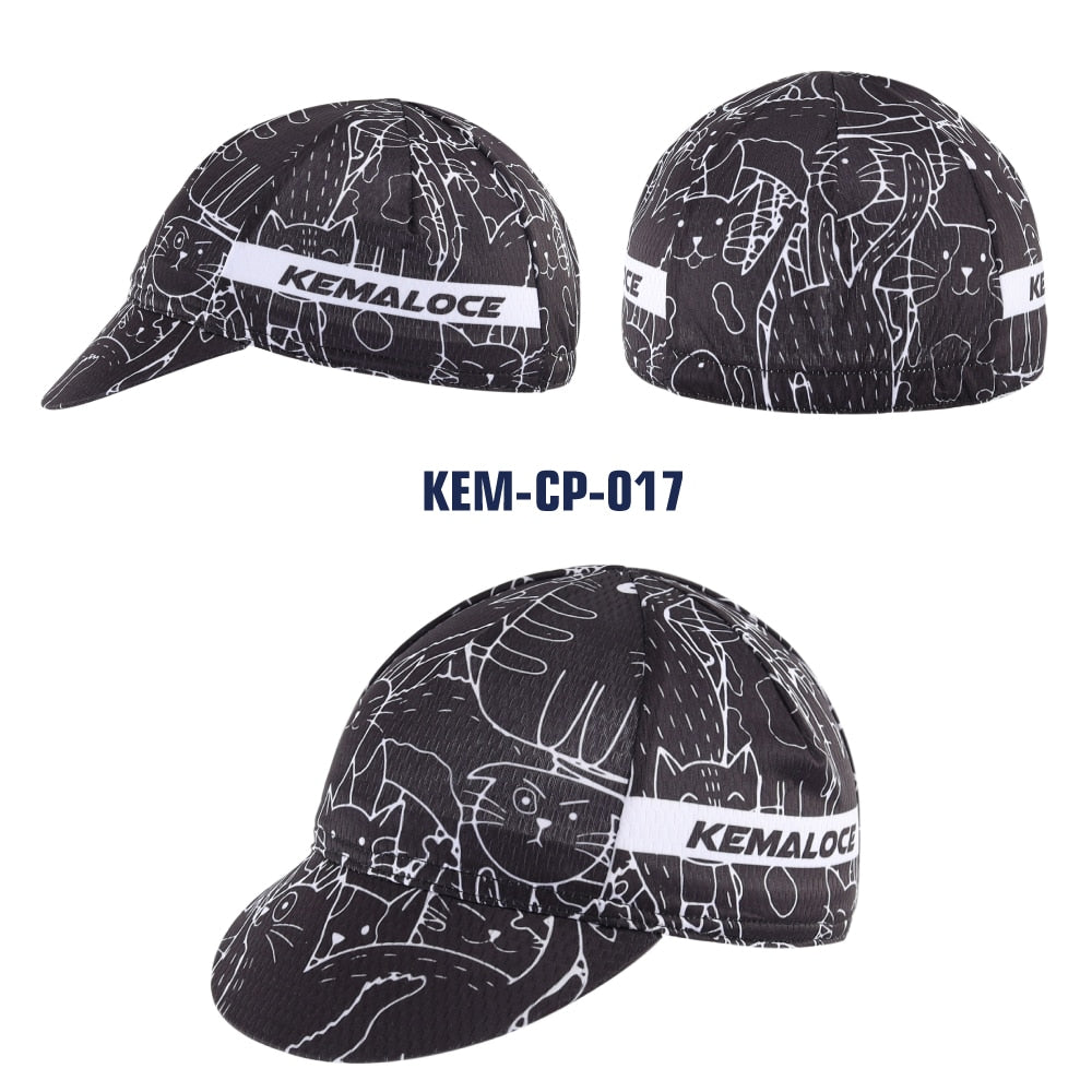 KEMALOCE Men Cycling Cap Anti-UV Summer Elastic Quick Dry Bike Cap 2022 White/Black/Blue Mesh Outdoor Breathable Cycling Hat