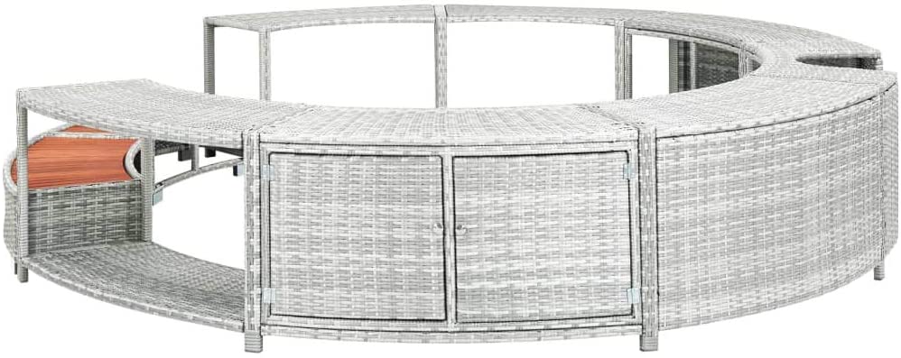 Spa Surround Poly Rattan Modern Hot Tub Surround Built-in Storage Area and A Cut Out Section for A Power Pack,Poolside Shower