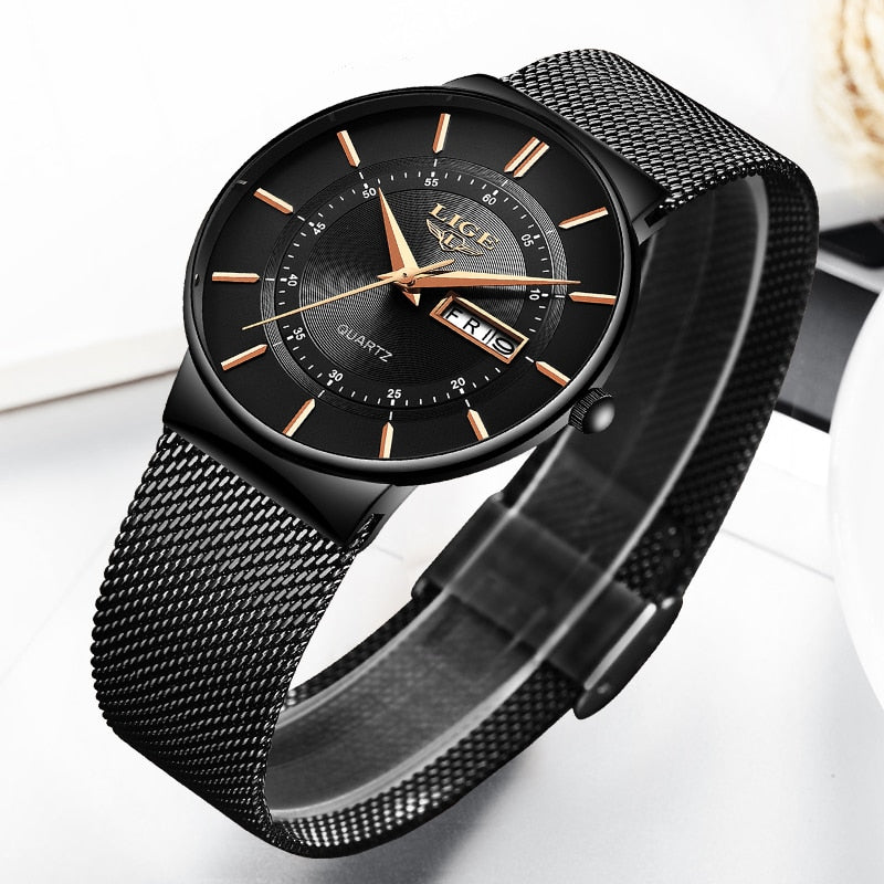 Women Watches LIGE Top Brand Luxury Ultra Thin Bracelet Wrist Watch Female Mesh Strap Waterproof Quartz Clock Relogio Femininos