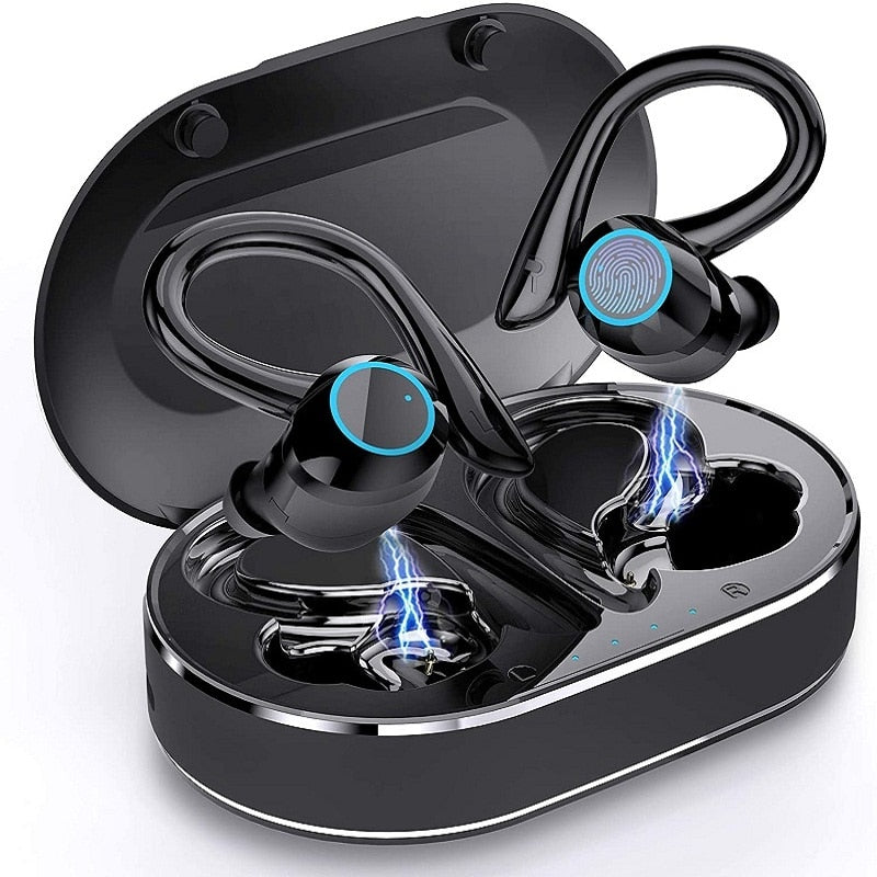 Wireless Headphones Bluetooth 5.1 TWS Sport Earbuds Deep Bass Noise Cancelling Earphones HD Mic IPX7 Earhook HIFI Headset