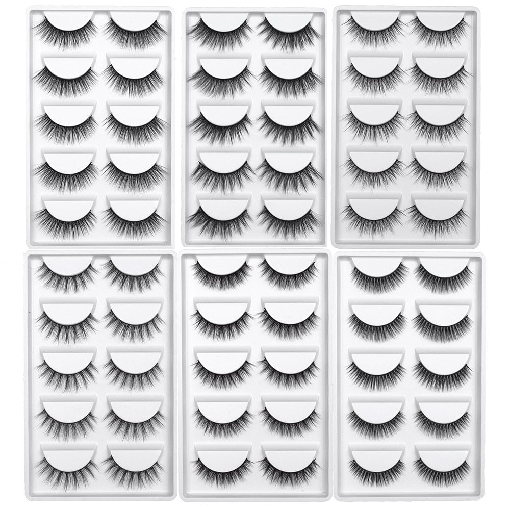 5Pairs Thick Faux 3D Mink Lashes Natural Long False Eyelashes Dramatic Fake Lashes Makeup Handmade Eyelash Extension maquiagem