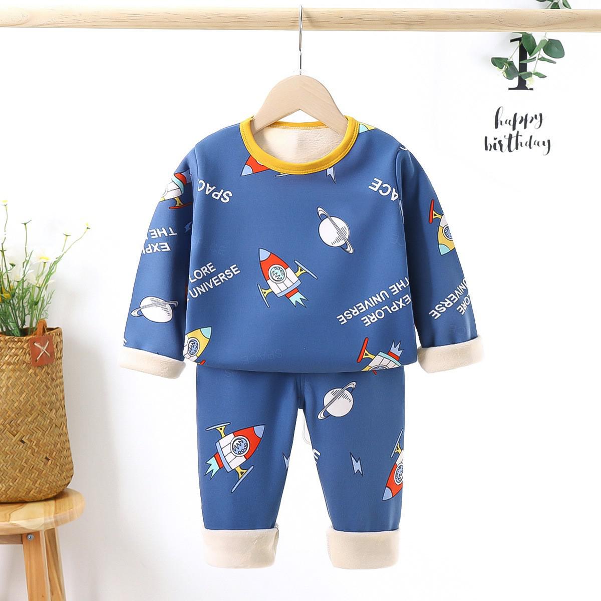 Children Pyjamas Winter Kids Clothing Sets Warm Fleece Pajamas For Boys Thicken Dinosaur Girls Sleepwear Baby Thermal Underwear