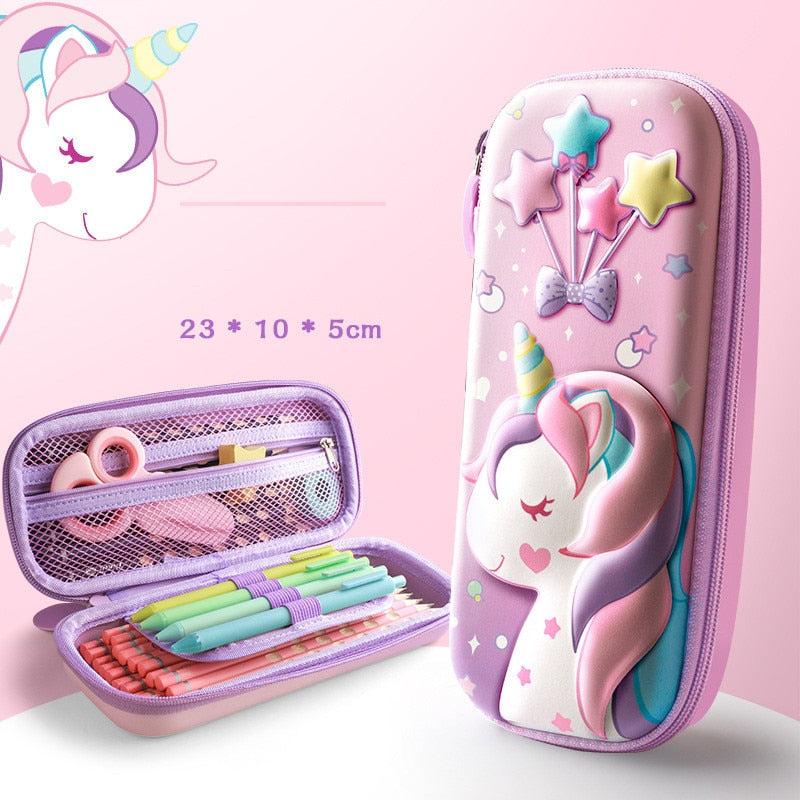 3D EVA unicorn cute pencil case cartoon stationery box girls Color pencil box student pen case school supplies gifts ipad case