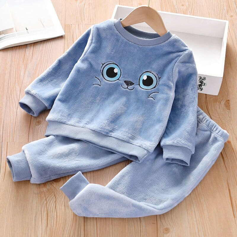 Kids Clothes Flannel Baby Pyjamas Winter Lounge Set Long Johns Kids Clothes Girls Loungewear Clothes Boys Sleepwear Pyjamas Suit