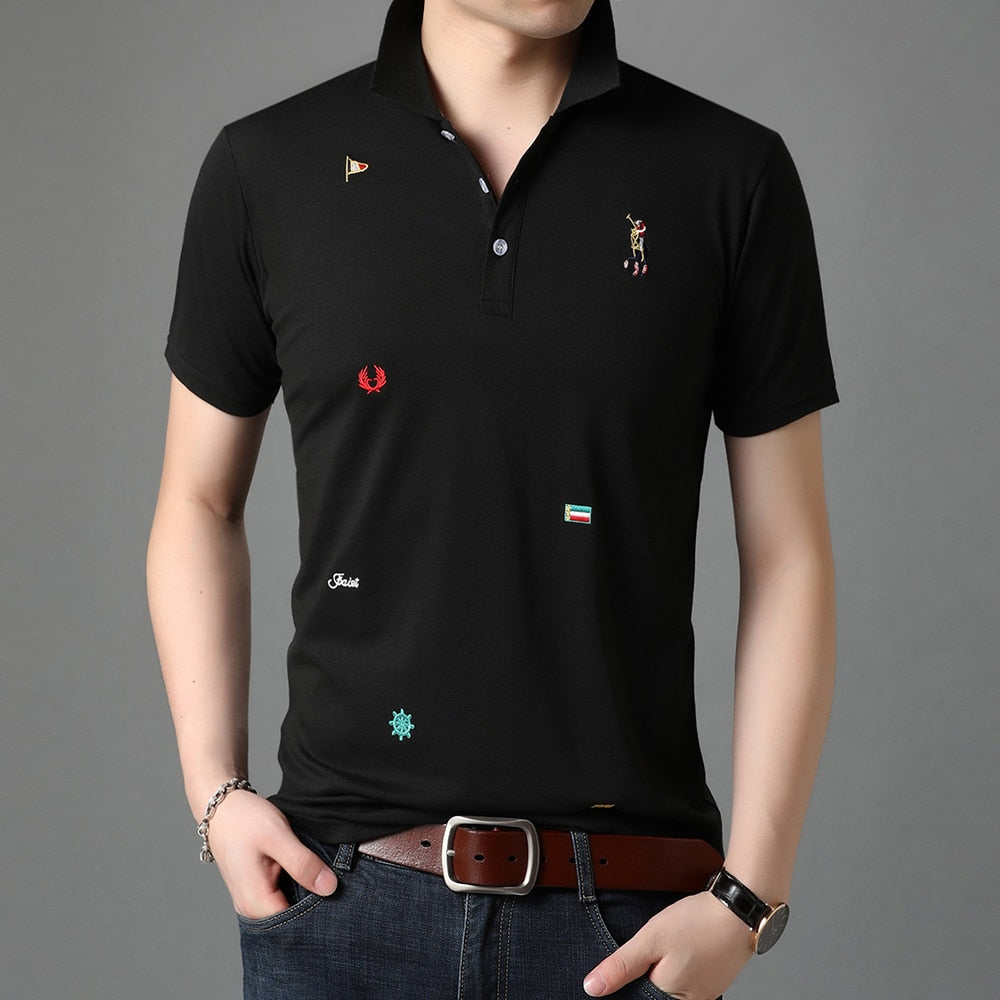 Polo Shirt Men New Summer Brand Turn Down Collar Top Quality Designer Short Sleeve Casual Tops Fashions Man Clothing 2022