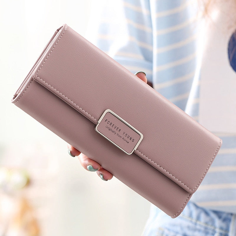 aliwood High Quality 3 Fold Women&#39;s Wallet Brand PU Leather Long Purse Clutch Coin Purse Phone Pocket Card Holder Large Capacity