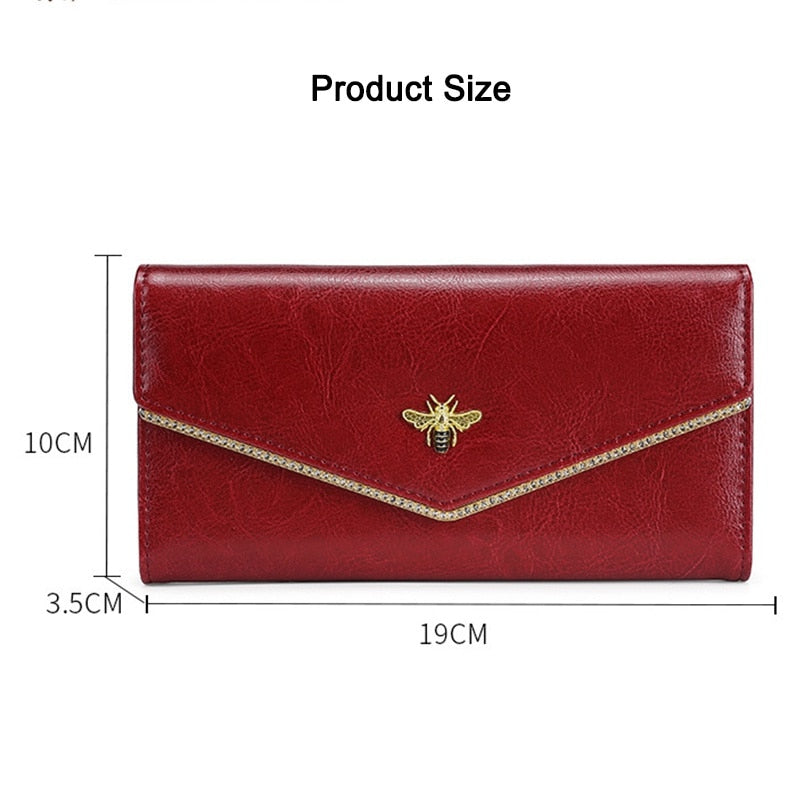 Fashion Genuine Leather Women Rfid Long Purse Female Clutches Money Wallets Handbag Cell Phone Card Holder