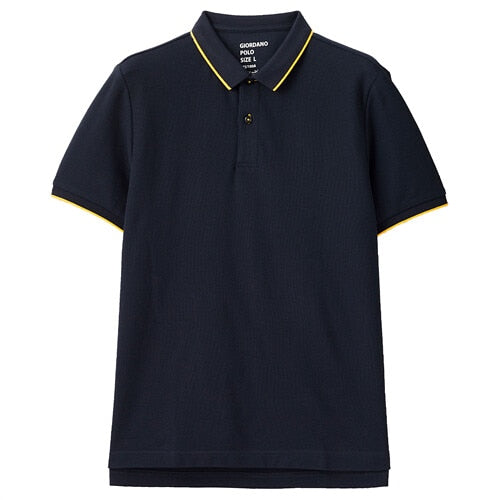 Giordano Men Polos Tipping Short Sleeve Polo Shirt Mesh Structure Ribbed Flat Collar Contrast Cauasual Polo 01011425