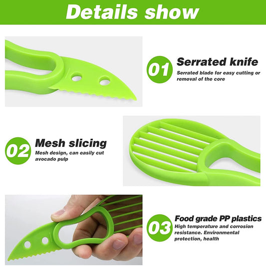 3 In 1 Avocado Slicer Shea Corer Butter Fruit Peeler Cutter Pulp Separator Plastic Knife Kitchen Vegetable Tools Kitchen Gadgets